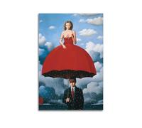 SJWINER Rene Magritte, poster con immagine di una donna su ombrello, design estetico per soggiorno e camera da letto, 60 x 90 cm, senza cornice