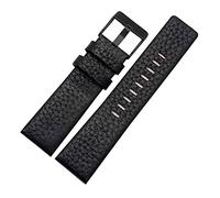 Sjzwt Cinturino in pelle di mucca cinghia con cinturino in acciaio inossidabile Pin fibbia cinturino 24-30mm, A-nero nero, 28mm