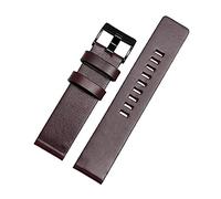 Sjzwt Cinturino in pelle di mucca cinghia con cinturino in acciaio inossidabile Pin fibbia cinturino 24-30mm, Marrone scuro nero, 28mm