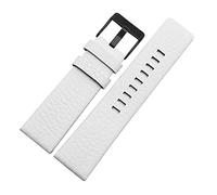 Sjzwt Cinturino in pelle di mucca cinghia con cinturino in acciaio inossidabile Pin fibbia cinturino 24-30mm, A-bianco nero, 28mm