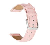 Sjzwt Donne Uomini cinturini caramella colora tessuto normale cinghia di cuoio genuina 12-24mm Watch Band, Rosa, 14mm