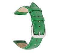 Sjzwt Donne Uomini cinturini caramella colora tessuto normale cinghia di cuoio genuina 12-24mm Watch Band, verde, 14mm