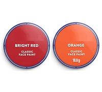 SK INFINITY | Pittura classica per viso e corpo, 18 ml, professionale, a base d'acqua, per torte singole, per trucco, per adulti e bambini (ARANCIO E ROSSO)