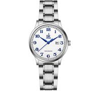 SHENGKE SK Orologi da donna Classic Business con cinturino in acciaio inossidabile ed elegante orologio da donna con calendario in vera pelle(Arabic Number-Silver Steel Band)
