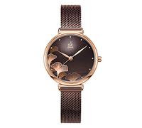 SK SHENGKE - Orologio da polso da donna, in acciaio inox, con quadrante semplice, cassa posteriore 0139 Marrone