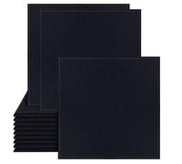 SK Studio 12 Pezzi Pannello Acustico Fonoassorbenti 30x30x0,9cm Pannelli Isolamento Sonoro Bordi Smussati, Pannelli Assorbimento Acustico ad Alta Densità per Casa & Uffici Nero