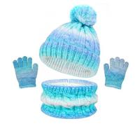 SK Studio Beanie Bambini Cappello e Scaldacollo Invernale Berretto con Sciarpa Set per 3-10 Anni Ragazzi e Ragazze, Blu chiaro