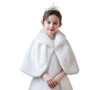 SK Studio Coprispalle da bambina, Invernale Elegante Giacca di Pelliccia Coprispalle Sposa Inverno Manica Lunga per matrimoni Bianco, 11-12 anni
