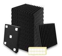 SK Studio Pannelli Fonoassorbenti, 12 Pezzi Pannello Fonoassorbente Con nastro biadesivo pannelli insonorizzanti per Studio di registrazione, Ufficio Nero, 30x30x5cm