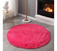 SK Studio Tappeto Rotondo Tappeto Peloso Soggiorno Tappeti per Grandi Dimensioni Salotto Moderno Tappeto Morbido e Soffice per la Camera Rosa Rossa, 60x60cm