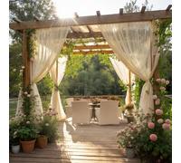 SK Studio Tenda da Sole per Esterno Tende Balcone Trasparenti Voile Impermeabile Tende, Tende per Esterni per Gazebo, Giardino e Camera da Letto 2 Pezzi Beige, 160x305cm
