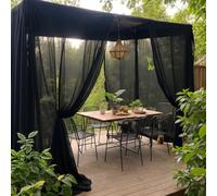 SK Studio Tenda da Sole per Esterno Tende Balcone Trasparenti Voile Impermeabile Tende, Tende per Esterni per Gazebo, Giardino e Camera da Letto 2 Pezzi Nero, 160x305cm