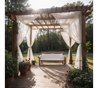 SK Studio Tenda da Sole per Esterno Tende Balcone Voile Impermeabile | 2 Pezzi Trasparenti Tende per Esterni per Gazebo, Giardino e Camera da Letto , Bianco, 160L x 305A cm