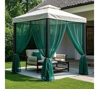SK Studio Tenda da Sole per Esterno Tende Balcone Voile Impermeabile | 2 Pezzi Trasparenti Tende per Esterni per Gazebo, Giardino e Camera da Letto , Verde scuro, 160L x 305A cm