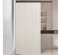 SK Studio Tende Doccia Anti-Muffa Tessuto in Lino, Tenda da Doccia Pieghevole Impermeabile e Facile da Pulire con Ganci per Vasca da Bagno, Doccia, Bianco, 120x100cm