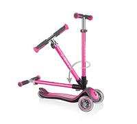 Sk8teforyou Globber - Elite Deluxe Lights - Monopattino Pieghevole e Illuminato a 3 Ruote per Bambini dai 3 ai 9 Anni +, Rosa Intenso, Taglia Unica