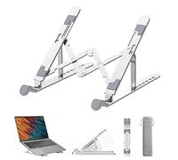 Skaaisont Supporto PC Portatile Laptop Stand 7 Livelli Regolabile Rialzo per PC Raffreddamento Pieghevole Porta PC Alluminio per MacBook Air/Dell/HP/Lenovo Rialzo PC Portatile 10-15.6" Argento