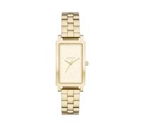 Skagen Hagen - Orologio da donna a tre lancette con cassa rettangolare e cinturino in pelle, Oro, Bracciale