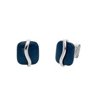 Skagen Orecchini da donna in acciaio inossidabile o semi-preziosi con chiusura a scatto sul retro, Blu Indaco