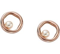 Skagen Orecchini da donna in acciaio inossidabile o semi-preziosi con chiusura a scatto sul retro, Oro Rosa Ramato