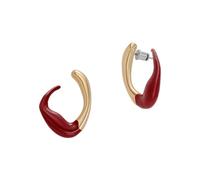 Skagen Orecchini da donna in acciaio inossidabile o semi-preziosi con chiusura a scatto sul retro, Rosso e Oro