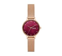 Skagen Orologio Anita Lille da donna, movimento al quarzo a tre lancette con cinturino in acciaio inossidabile, 30 mm, Rosso vino
