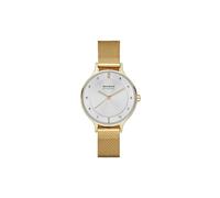 Skagen Orologio Anita Lille da donna, movimento al quarzo a tre lancette con cinturino in acciaio inox a mescola, 30 mm, Tono oro e bianco