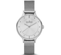 Skagen Anita Lille Orologio per donna, movimento al quarzo con cinturino in acciaio inossidabile o in pelle, Tonalità argento e bianco