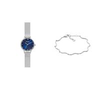 Skagen orologio da donna Anita Lille in acciaio inossidabile color argento e bracciale Essential Waves, set