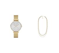 Skagen orologio da donna Anita Lille in acciaio inossidabile color oro e collana Merete, set