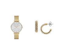 Skagen orologio da donna Anita Lille in acciaio inossidabile color oro e orecchini Merete in oro, set