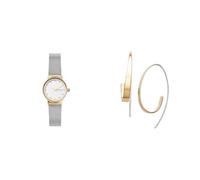 Skagen orologio da donna Freja Lille in acciaio inossidabile color argento e orecchini Kariana color oro, set