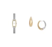 Skagen orologio da donna Hagen Micro in acciaio inossidabile color argento e orecchini bicolore Linje Modern, set