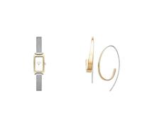 Skagen orologio da donna Hagen Micro in acciaio inossidabile color argento e orecchini Kariana color oro, set