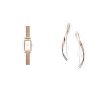 Skagen orologio da donna Hagen Micro in acciaio inossidabile color oro rosa e orecchini Kariana, set