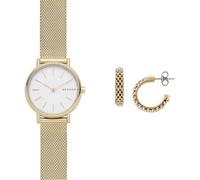 Skagen orologio da donna in acciaio inossidabile color oro Signatur Lille e orecchini Merete, set