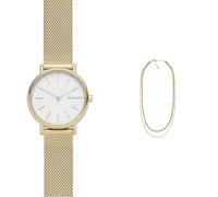 Skagen orologio da donna Signatur Lille in acciaio inossidabile color oro e collana Merete color oro, set