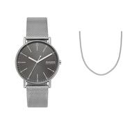 Skagen orologio da uomo Signature Grigio in acciaio inossidabile e collana color argento, set