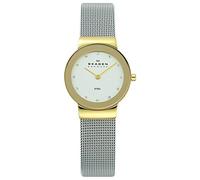 Skagen Orologio Freja Lille da donna, Movimento al quarzo a due lancette con cinturino in acciaio inossidabile o in pelle, 26 mm, Tono oro e tono argento