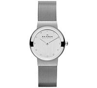 Skagen Orologio Freja Lille da donna, Movimento al quarzo a due lancette con cinturino in acciaio inossidabile o in pelle, 26 mm, Tono argento