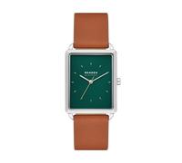 Skagen Orologio Hagen da uomo, movimento al quarzo a tre lancette con cinturino in acciaio inossidabile o in pelle, 36 mm, Cacao