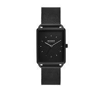 Skagen Orologio Hagen da uomo, movimento al quarzo a tre lancette con cinturino in acciaio inossidabile o in pelle, 36 mm, Nero fumo