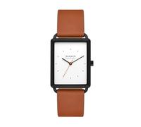 Skagen Orologio Hagen da uomo, movimento al quarzo a tre lancette con cinturino in acciaio inossidabile o in pelle, 36 mm, Marrone caldo