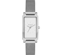 Skagen Hagen Orologio per donna, movimento al quarzo con cinturino in acciaio inossidabile o in pelle, Tonalità argento e bianco