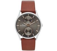 Skagen Orologio Holst da uomo, movimento al quarzo multifunzione con cinturino in acciaio inossidabile o in pelle, 40 mm, Marrone e argento