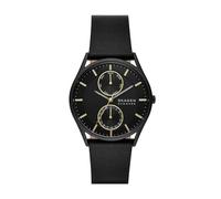 Skagen Orologio Holst da uomo, movimento al quarzo multifunzione con cinturino in acciaio inossidabile o in pelle, 40 mm, Nero e oro