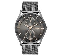 Skagen Orologio Holst da uomo, movimento al quarzo multifunzione con cinturino in acciaio inossidabile o in pelle, 40 mm, Grafite
