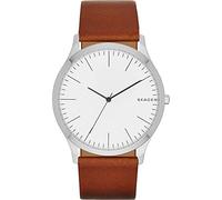 Skagen Orologio Jorn da uomo, movimento a tre lancette, cassa 41 mm in acciaio inossidabile color argento con cinturino in pelle, SKW6331