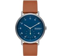 Skagen Orologio da uomo Kuppel, Sub-Second a due lancette, in acciaio inossidabile con cassa da 44 mm e cinturino in pelle o acciaio, Bianco (White)