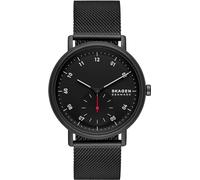 Skagen Orologio Kuppel da uomo, Movimento a tre lancette con quadrante al quarzo e cinturino in acciaio inossidabile o in pelle, 44 mm, Nero